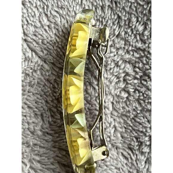 Artistic Vintage Yellow Rose Lucite Barrette Junior Size - Picture 5 of 7
